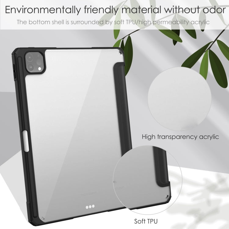For iPad Pro 11 2022 / 2021 / 2020 / 2018 Three-folding Acrylic TPU + PU Leather Horizontal Flip Tablet Case with Holder & Pen Slot & Sleep / Wake-up Function