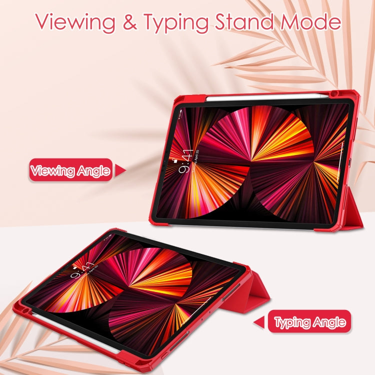 For iPad Pro 11 2022 / 2021 / 2020 / 2018 Three-folding Acrylic TPU + PU Leather Horizontal Flip Tablet Case with Holder & Pen Slot & Sleep / Wake-up Function