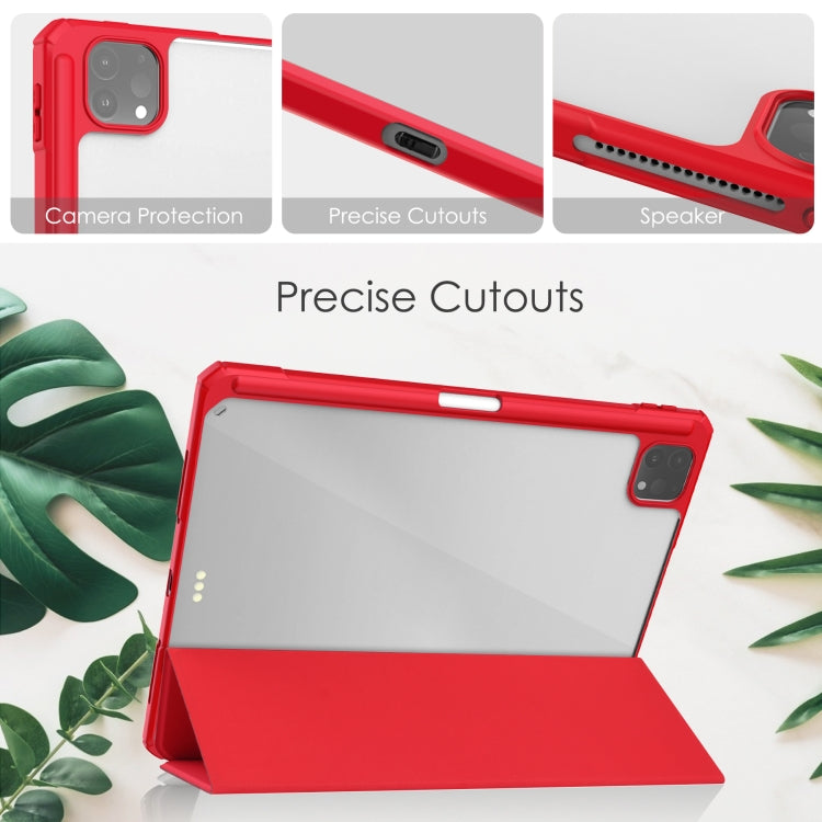 For iPad Pro 11 2022 / 2021 / 2020 / 2018 Three-folding Acrylic TPU + PU Leather Horizontal Flip Tablet Case with Holder & Pen Slot & Sleep / Wake-up Function