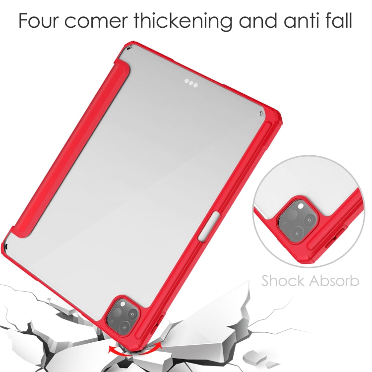 For iPad Pro 11 2022 / 2021 / 2020 / 2018 Three-folding Acrylic TPU + PU Leather Horizontal Flip Tablet Case with Holder & Pen Slot & Sleep / Wake-up Function