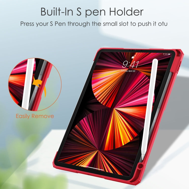 For iPad Pro 11 2022 / 2021 / 2020 / 2018 Three-folding Acrylic TPU + PU Leather Horizontal Flip Tablet Case with Holder & Pen Slot & Sleep / Wake-up Function