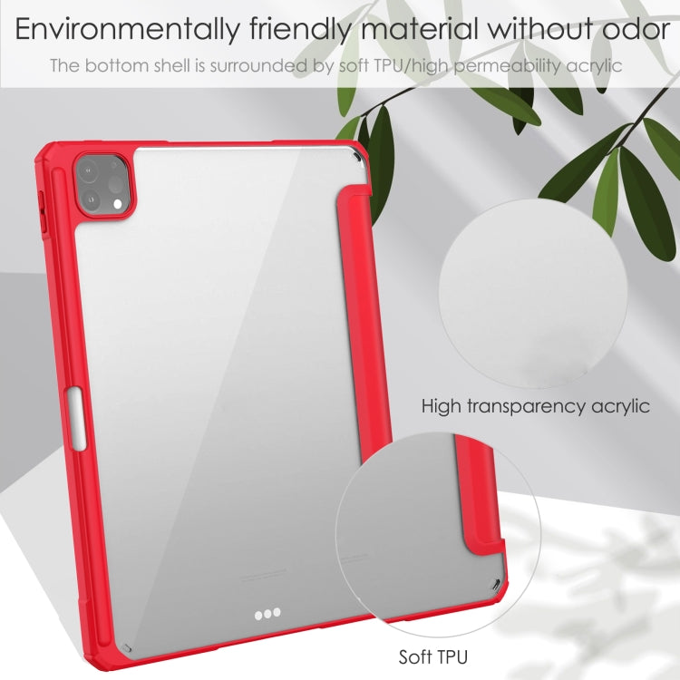 For iPad Pro 11 2022 / 2021 / 2020 / 2018 Three-folding Acrylic TPU + PU Leather Horizontal Flip Tablet Case with Holder & Pen Slot & Sleep / Wake-up Function