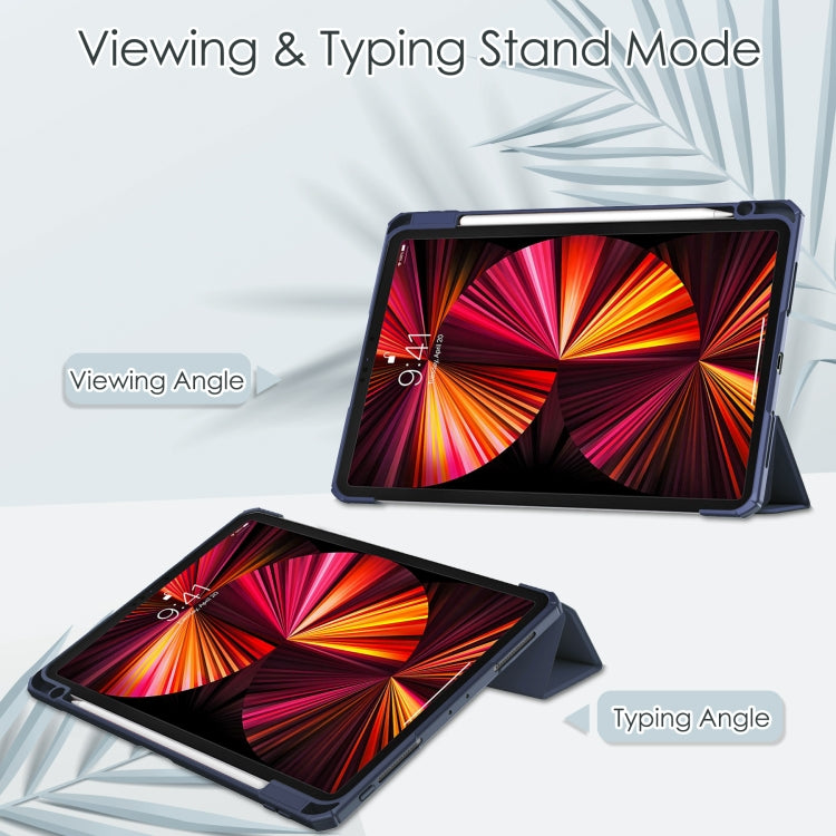 For iPad Pro 11 2022 / 2021 / 2020 / 2018 Three-folding Acrylic TPU + PU Leather Horizontal Flip Tablet Case with Holder & Pen Slot & Sleep / Wake-up Function