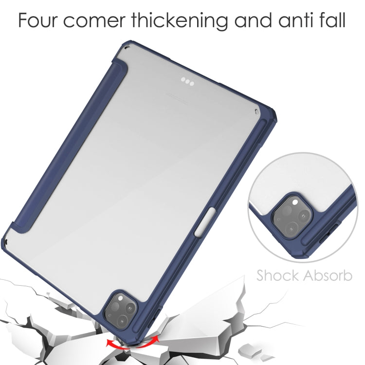 For iPad Pro 11 2022 / 2021 / 2020 / 2018 Three-folding Acrylic TPU + PU Leather Horizontal Flip Tablet Case with Holder & Pen Slot & Sleep / Wake-up Function
