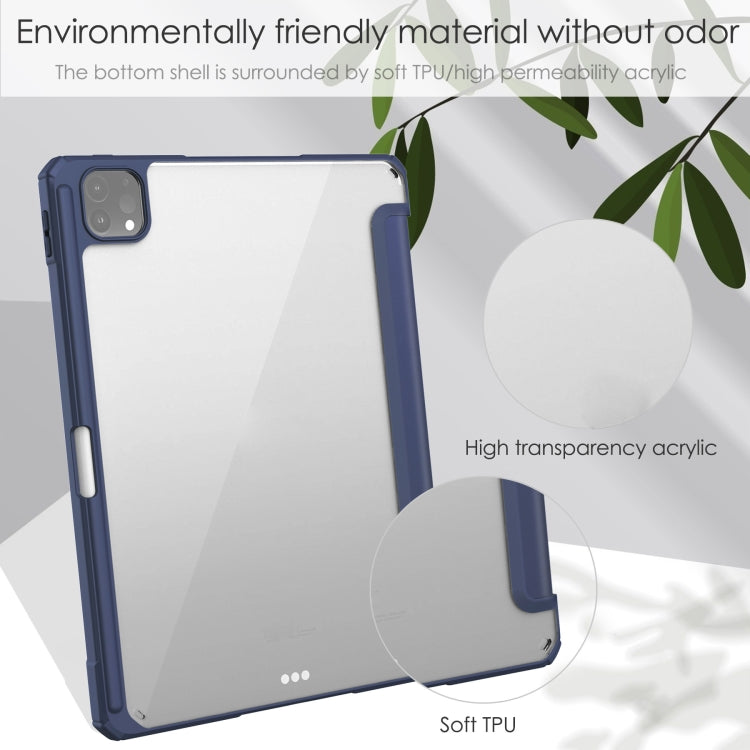 For iPad Pro 11 2022 / 2021 / 2020 / 2018 Three-folding Acrylic TPU + PU Leather Horizontal Flip Tablet Case with Holder & Pen Slot & Sleep / Wake-up Function