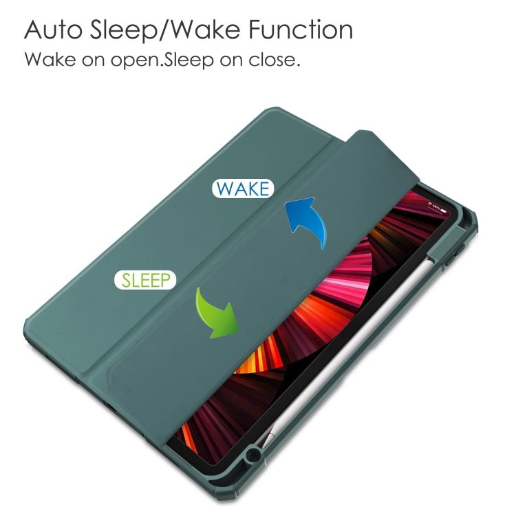 For iPad Pro 11 2022 / 2021 / 2020 / 2018 Three-folding Acrylic TPU + PU Leather Horizontal Flip Tablet Case with Holder & Pen Slot & Sleep / Wake-up Function