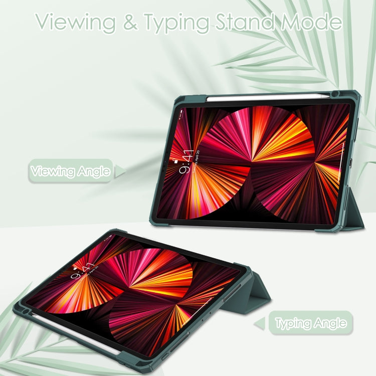 For iPad Pro 11 2022 / 2021 / 2020 / 2018 Three-folding Acrylic TPU + PU Leather Horizontal Flip Tablet Case with Holder & Pen Slot & Sleep / Wake-up Function