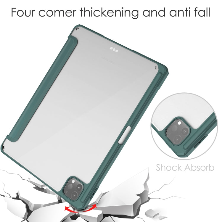 For iPad Pro 11 2022 / 2021 / 2020 / 2018 Three-folding Acrylic TPU + PU Leather Horizontal Flip Tablet Case with Holder & Pen Slot & Sleep / Wake-up Function