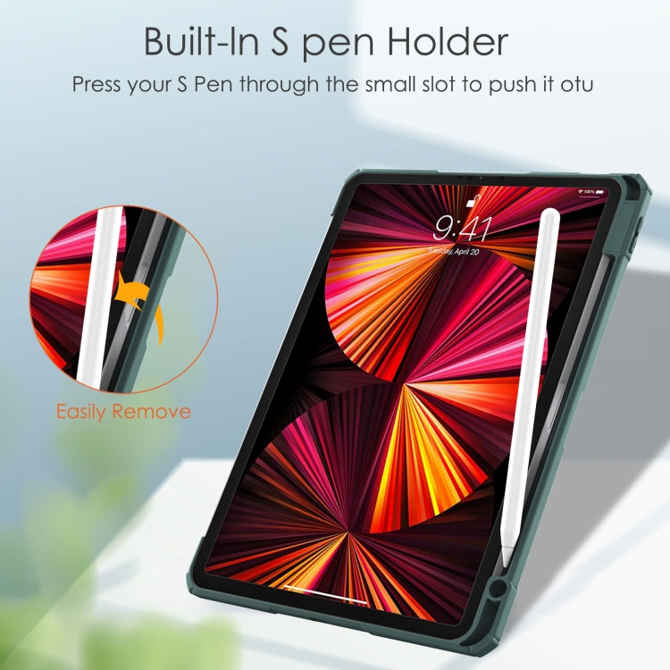 For iPad Pro 11 2022 / 2021 / 2020 / 2018 Three-folding Acrylic TPU + PU Leather Horizontal Flip Tablet Case with Holder & Pen Slot & Sleep / Wake-up Function