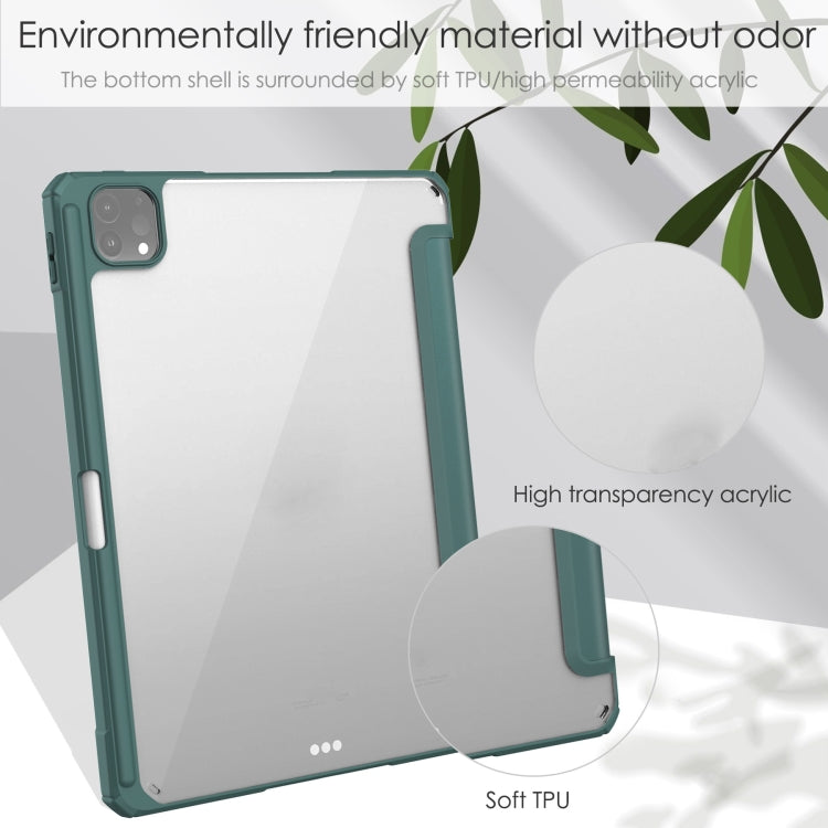 For iPad Pro 11 2022 / 2021 / 2020 / 2018 Three-folding Acrylic TPU + PU Leather Horizontal Flip Tablet Case with Holder & Pen Slot & Sleep / Wake-up Function