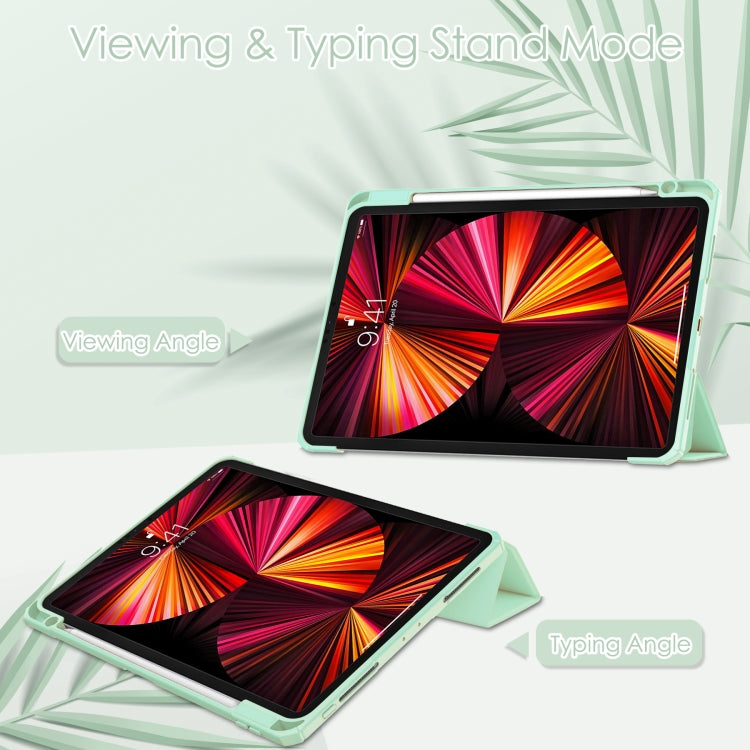 For iPad Pro 11 2022 / 2021 / 2020 / 2018 Three-folding Acrylic TPU + PU Leather Horizontal Flip Tablet Case with Holder & Pen Slot & Sleep / Wake-up Function