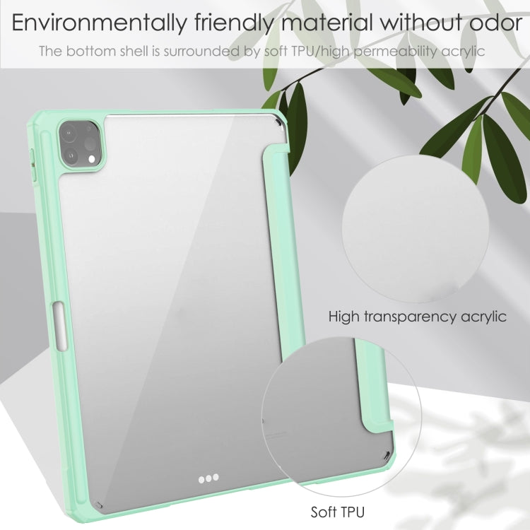 For iPad Pro 11 2022 / 2021 / 2020 / 2018 Three-folding Acrylic TPU + PU Leather Horizontal Flip Tablet Case with Holder & Pen Slot & Sleep / Wake-up Function