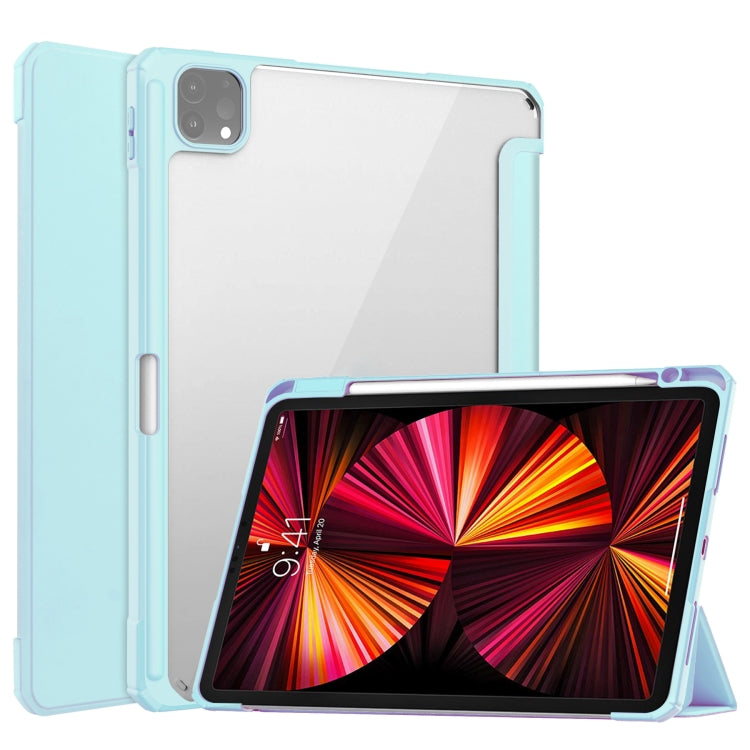 For iPad Pro 11 2022 / 2021 / 2020 / 2018 Three-folding Acrylic TPU + PU Leather Horizontal Flip Tablet Case with Holder & Pen Slot & Sleep / Wake-up Function