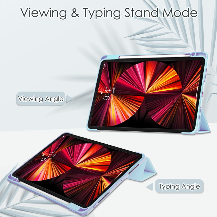 For iPad Pro 11 2022 / 2021 / 2020 / 2018 Three-folding Acrylic TPU + PU Leather Horizontal Flip Tablet Case with Holder & Pen Slot & Sleep / Wake-up Function