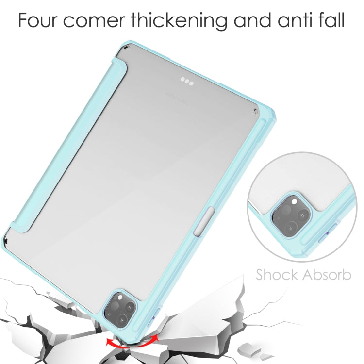 For iPad Pro 11 2022 / 2021 / 2020 / 2018 Three-folding Acrylic TPU + PU Leather Horizontal Flip Tablet Case with Holder & Pen Slot & Sleep / Wake-up Function