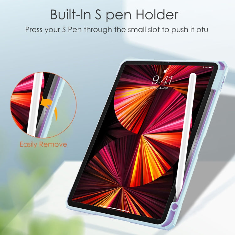 For iPad Pro 11 2022 / 2021 / 2020 / 2018 Three-folding Acrylic TPU + PU Leather Horizontal Flip Tablet Case with Holder & Pen Slot & Sleep / Wake-up Function