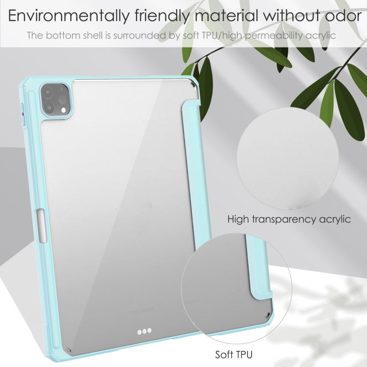 For iPad Pro 11 2022 / 2021 / 2020 / 2018 Three-folding Acrylic TPU + PU Leather Horizontal Flip Tablet Case with Holder & Pen Slot & Sleep / Wake-up Function