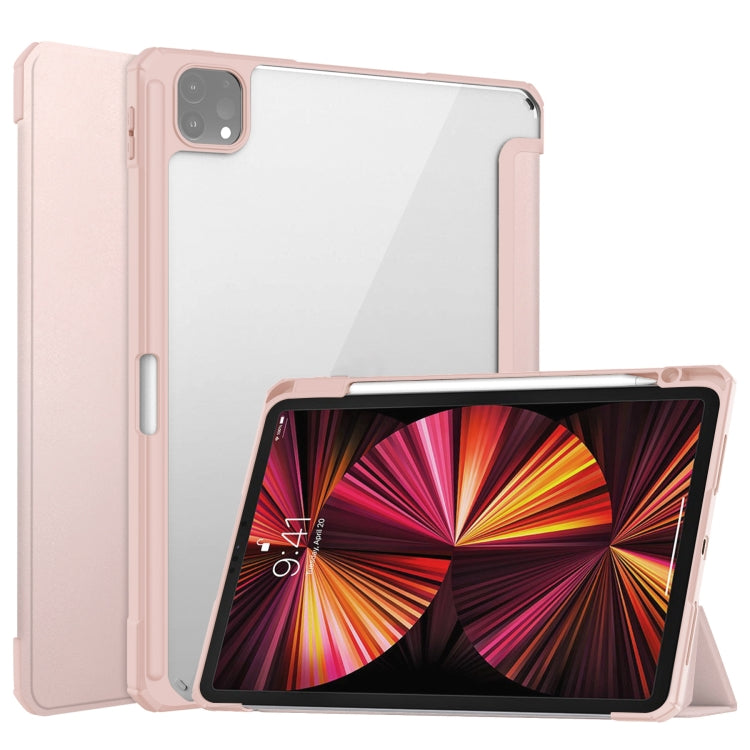 For iPad Pro 11 2022 / 2021 / 2020 / 2018 Three-folding Acrylic TPU + PU Leather Horizontal Flip Tablet Case with Holder & Pen Slot & Sleep / Wake-up Function