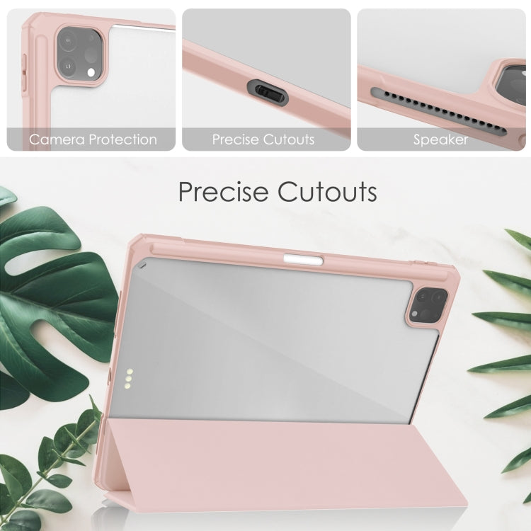 For iPad Pro 11 2022 / 2021 / 2020 / 2018 Three-folding Acrylic TPU + PU Leather Horizontal Flip Tablet Case with Holder & Pen Slot & Sleep / Wake-up Function