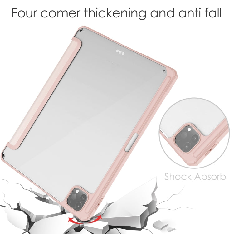 For iPad Pro 11 2022 / 2021 / 2020 / 2018 Three-folding Acrylic TPU + PU Leather Horizontal Flip Tablet Case with Holder & Pen Slot & Sleep / Wake-up Function
