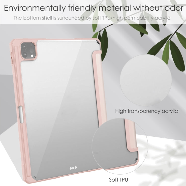 For iPad Pro 11 2022 / 2021 / 2020 / 2018 Three-folding Acrylic TPU + PU Leather Horizontal Flip Tablet Case with Holder & Pen Slot & Sleep / Wake-up Function