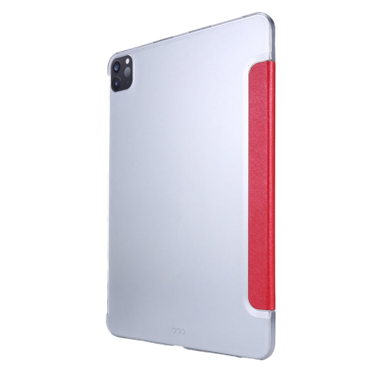 For iPad Pro 12.9 2022 / 2021 Silk Texture Three-fold Horizontal Flip Leather Tablet Case with Holder & Pen Slot