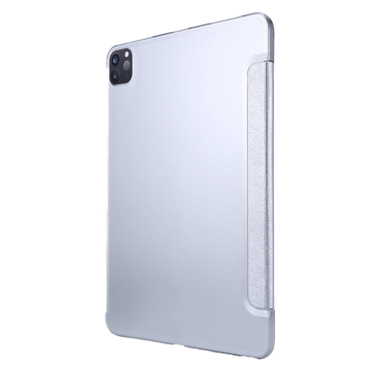 For iPad Pro 11 2022 / 2021 Silk Texture Three-fold Horizontal Flip Leather Tablet Case with Holder & Pen Slot
