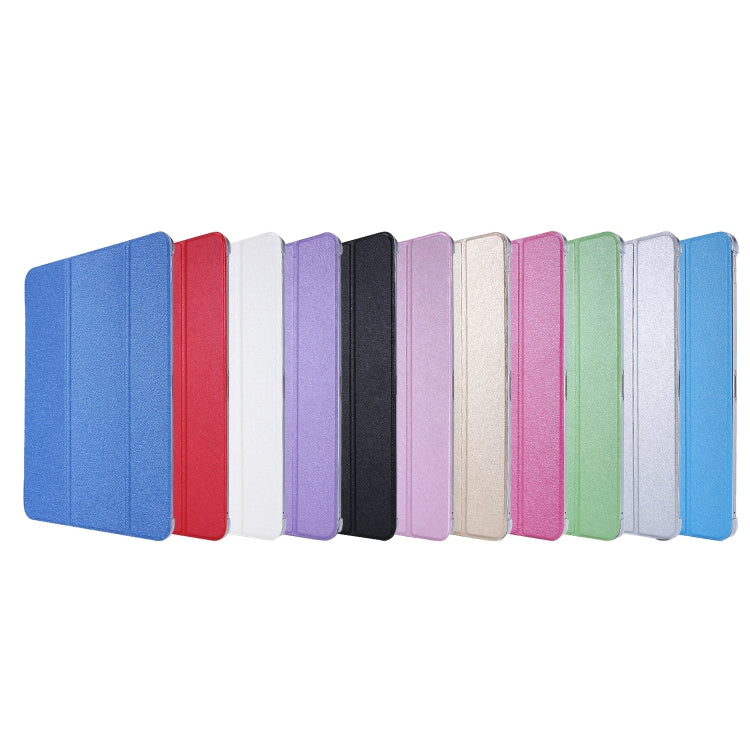 For iPad Pro 11 2022 / 2021 Silk Texture Three-fold Horizontal Flip Leather Tablet Case with Holder & Pen Slot