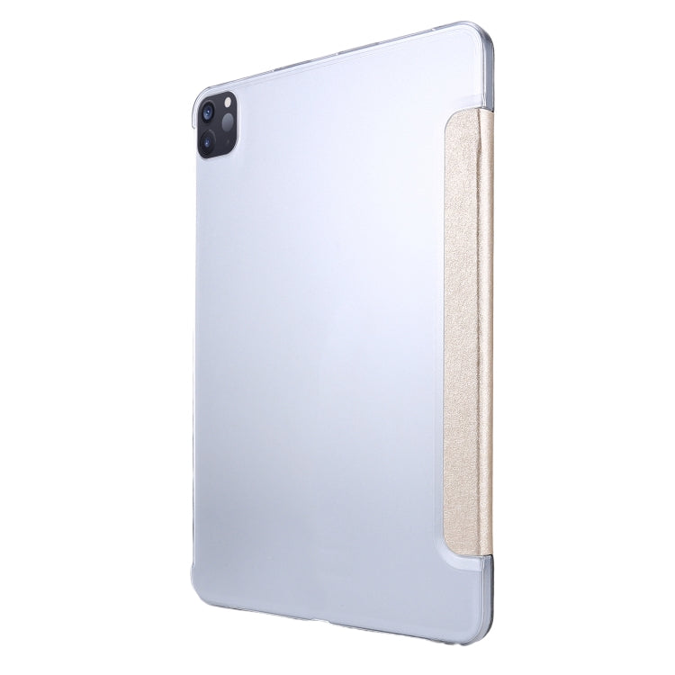 For iPad Pro 11 2022 / 2021 Silk Texture Three-fold Horizontal Flip Leather Tablet Case with Holder & Pen Slot