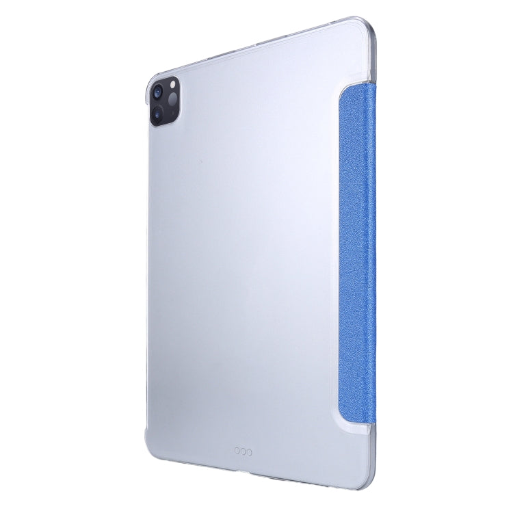 For iPad Pro 11 2022 / 2021 Silk Texture Three-fold Horizontal Flip Leather Tablet Case with Holder & Pen Slot
