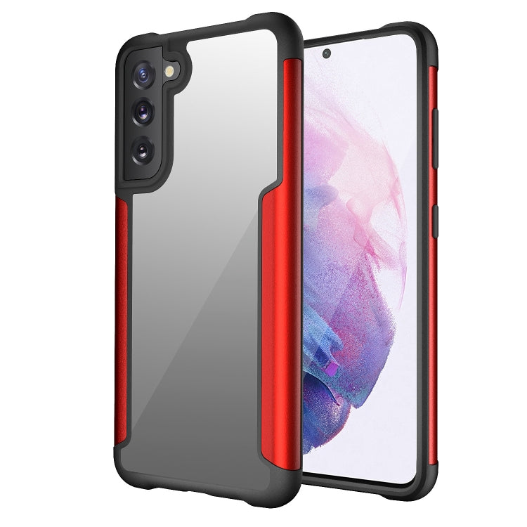 For Samsung Galaxy S21 FE Iron Man Series Metal PC + TPU Protective Case