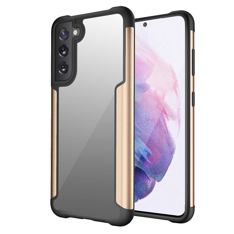 For Samsung Galaxy S21 FE Iron Man Series Metal PC + TPU Protective Case