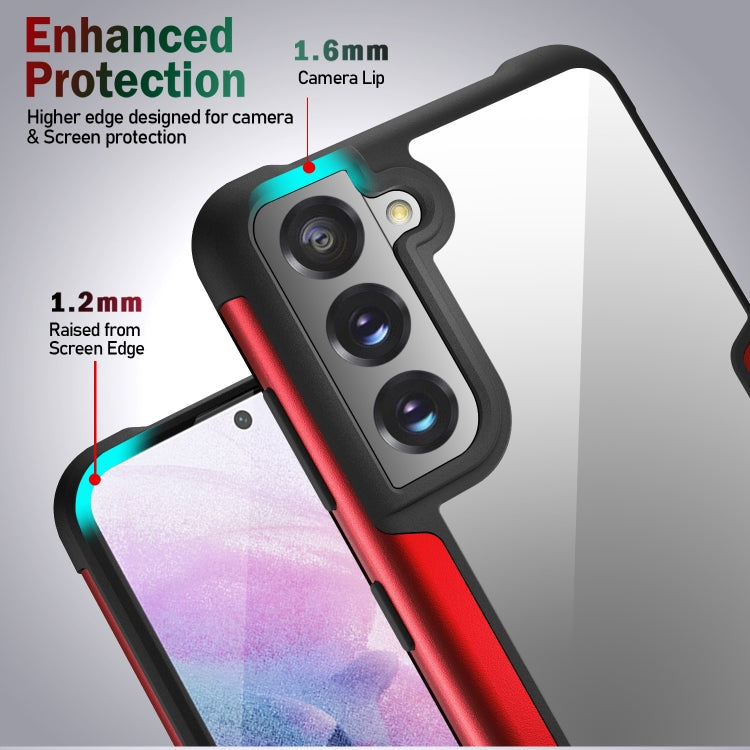 For Samsung Galaxy S21 FE Iron Man Series Metal PC + TPU Protective Case