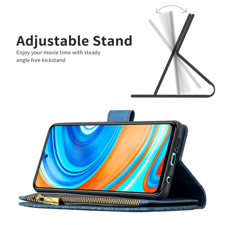 For Xiaomi Redmi Note 9 Pro Max Flying Butterfly Embossing Pattern Zipper Horizontal Flip Leather Case with Holder & Card Slots & Wallet