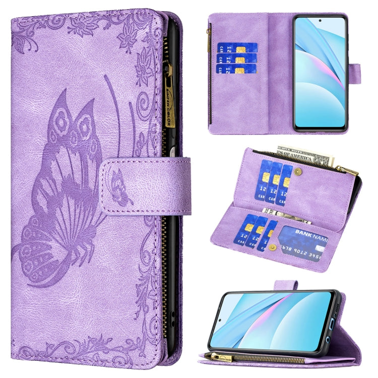For Xiaomi Mi 10T Lite 5G Flying Butterfly Embossing Pattern Zipper Horizontal Flip Leather Case with Holder & Card Slots & Wallet