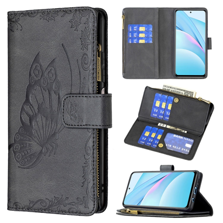 For Xiaomi Mi 10T Lite 5G Flying Butterfly Embossing Pattern Zipper Horizontal Flip Leather Case with Holder & Card Slots & Wallet