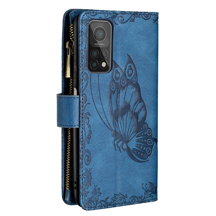 For Xiaomi Mi 10T Pro 5G Flying Butterfly Embossing Pattern Zipper Horizontal Flip Leather Case with Holder & Card Slots & Wallet
