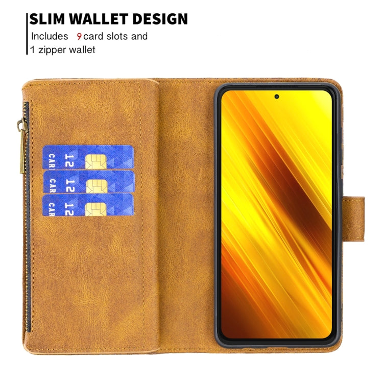 For Xiaomi Poco X3 Flying Butterfly Embossing Pattern Zipper Horizontal Flip Leather Case with Holder & Card Slots & Wallet