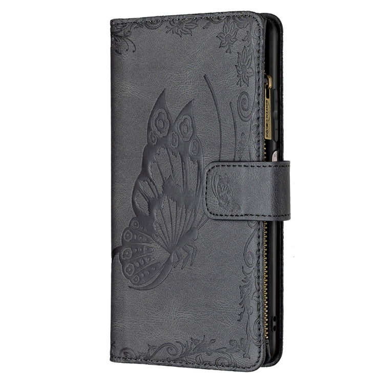 For Xiaomi Poco X3 Flying Butterfly Embossing Pattern Zipper Horizontal Flip Leather Case with Holder & Card Slots & Wallet