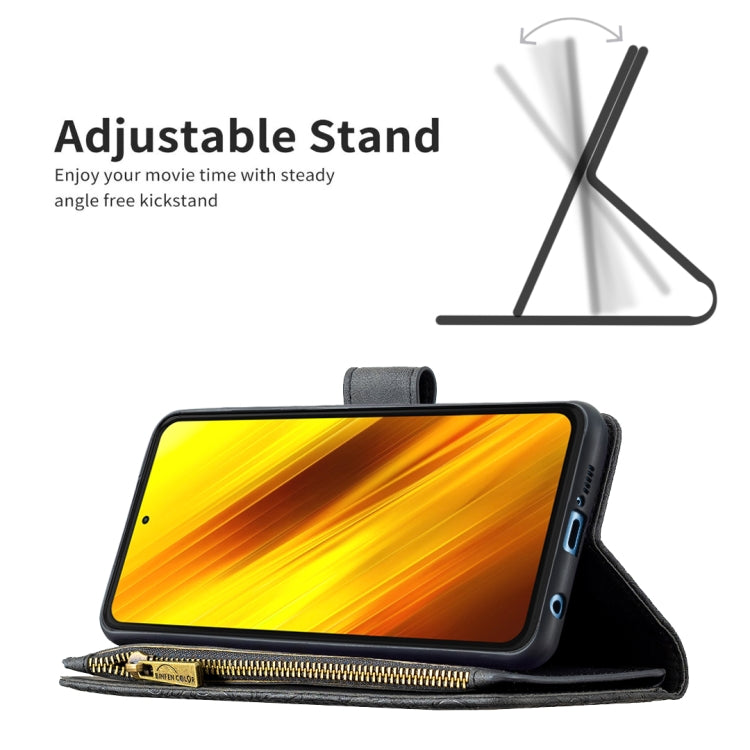 For Xiaomi Poco X3 Flying Butterfly Embossing Pattern Zipper Horizontal Flip Leather Case with Holder & Card Slots & Wallet