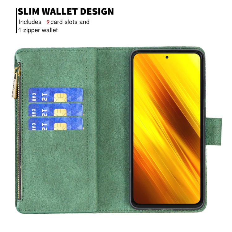 For Xiaomi Poco X3 Flying Butterfly Embossing Pattern Zipper Horizontal Flip Leather Case with Holder & Card Slots & Wallet
