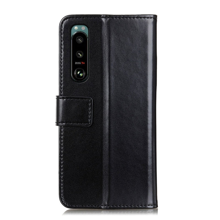 For Sony Xperia 5 III 3-Color Pearl Texture Magnetic Buckle Horizontal Flip PU Leather Case with Card Slots & Wallet & Holder