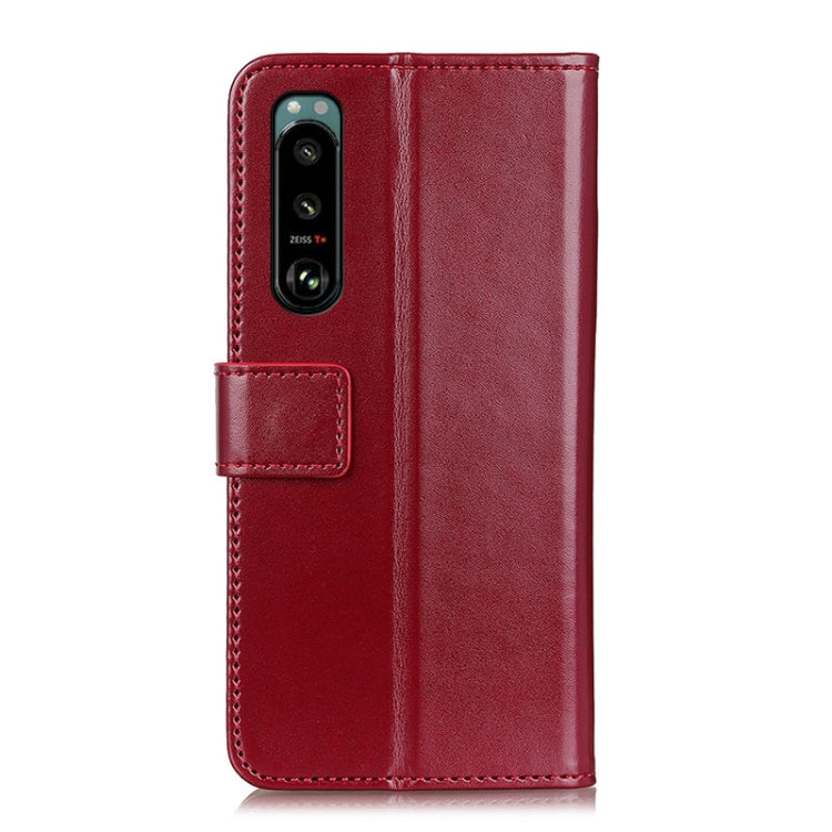 For Sony Xperia 5 III 3-Color Pearl Texture Magnetic Buckle Horizontal Flip PU Leather Case with Card Slots & Wallet & Holder