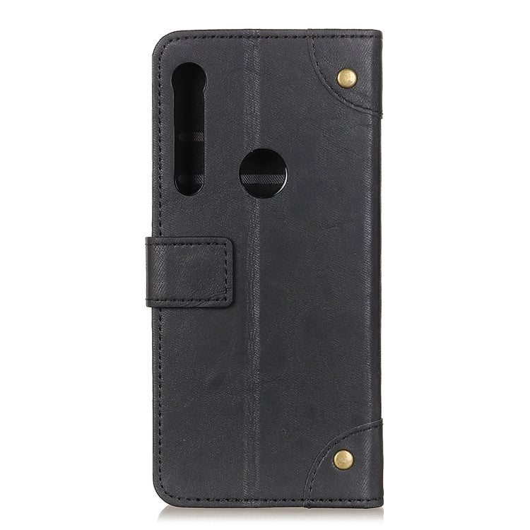 For Motorola One Macro / G8 Play Copper Buckle Retro Crazy Horse Texture Horizontal Flip Leather Case with Holder & Card Slots & Wallet