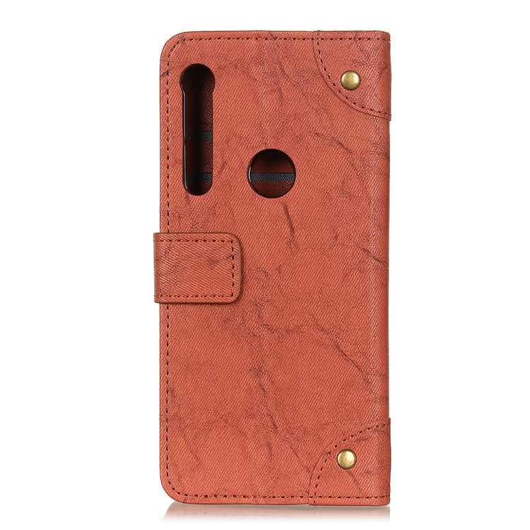 For Motorola One Macro / G8 Play Copper Buckle Retro Crazy Horse Texture Horizontal Flip Leather Case with Holder & Card Slots & Wallet