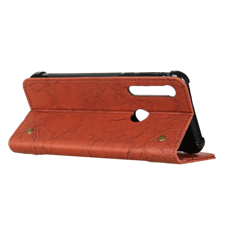 For Motorola One Macro / G8 Play Copper Buckle Retro Crazy Horse Texture Horizontal Flip Leather Case with Holder & Card Slots & Wallet