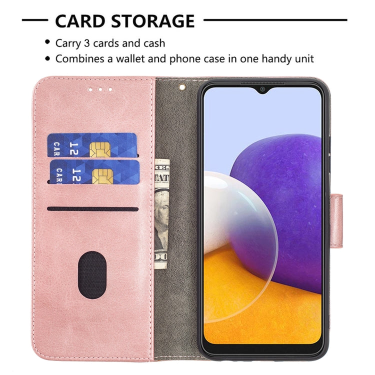 For Samsung Galaxy A22 5G Matching Color Crocodile Texture Horizontal Flip PU Leather Case with Wallet & Holder & Card Slots