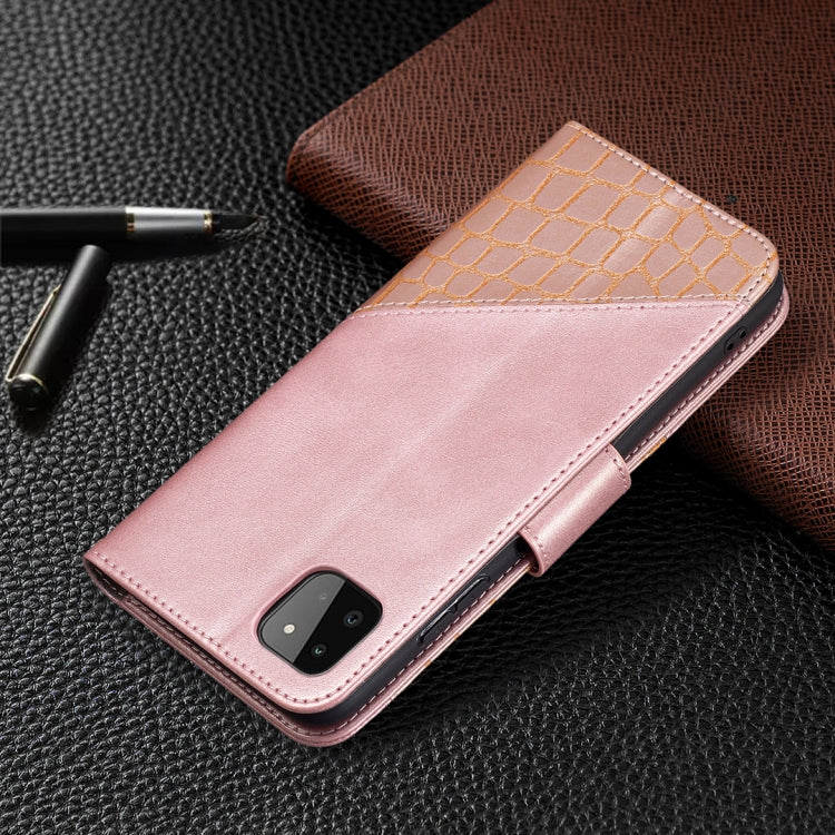For Samsung Galaxy A22 5G Matching Color Crocodile Texture Horizontal Flip PU Leather Case with Wallet & Holder & Card Slots
