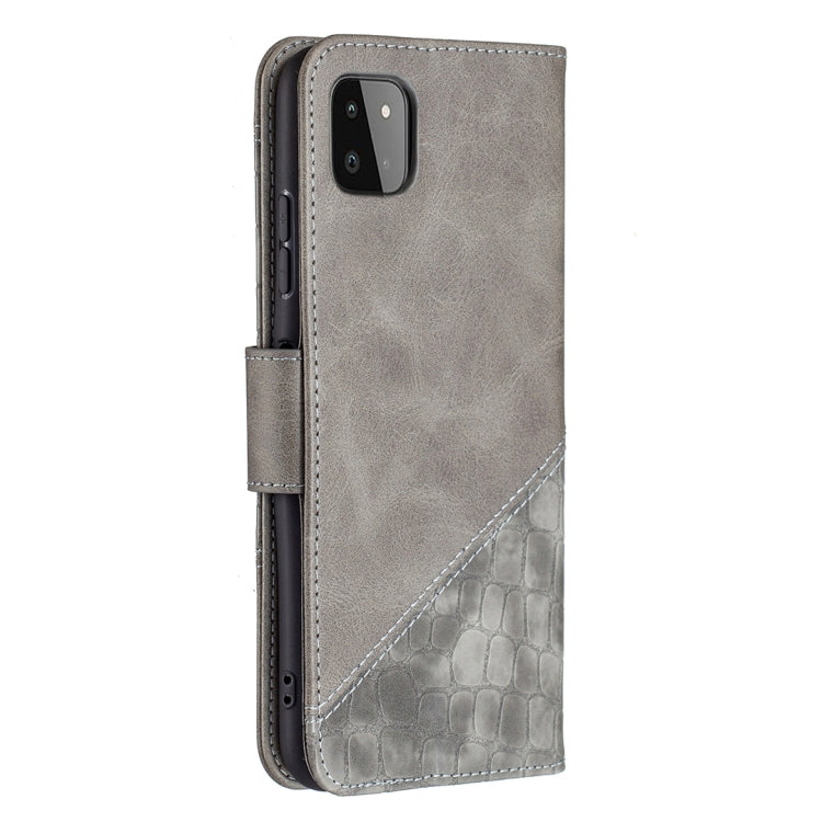 For Samsung Galaxy A22 5G Matching Color Crocodile Texture Horizontal Flip PU Leather Case with Wallet & Holder & Card Slots