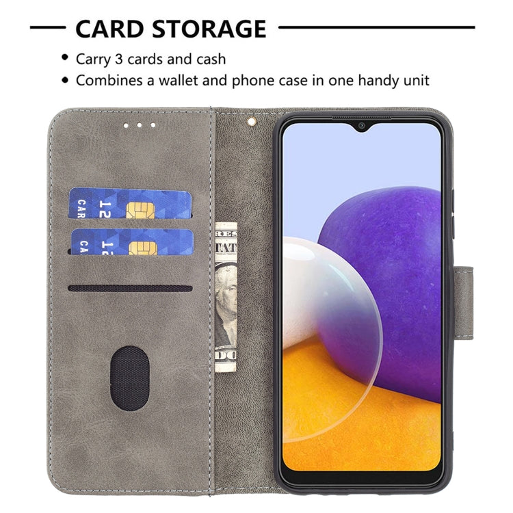 For Samsung Galaxy A22 5G Matching Color Crocodile Texture Horizontal Flip PU Leather Case with Wallet & Holder & Card Slots